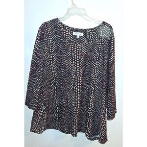 Emily Daniels Multicolor Dot 3/4 Sleeve Blouse Sz 2X